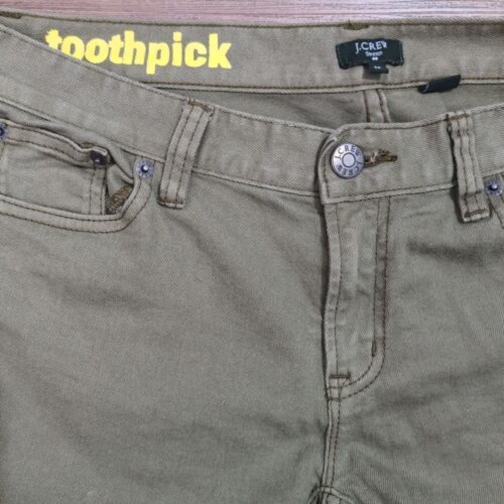 J Crew Toothpick Stretch Olive Green Jeans Size 29x27" 28M